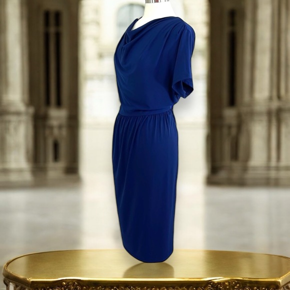 Avenue Royal Blue Drape Cowl Neck Front Jersey Dress - Picture 5 of 16